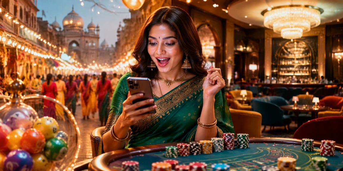 Traditional Indian lottery and festive atmosphere